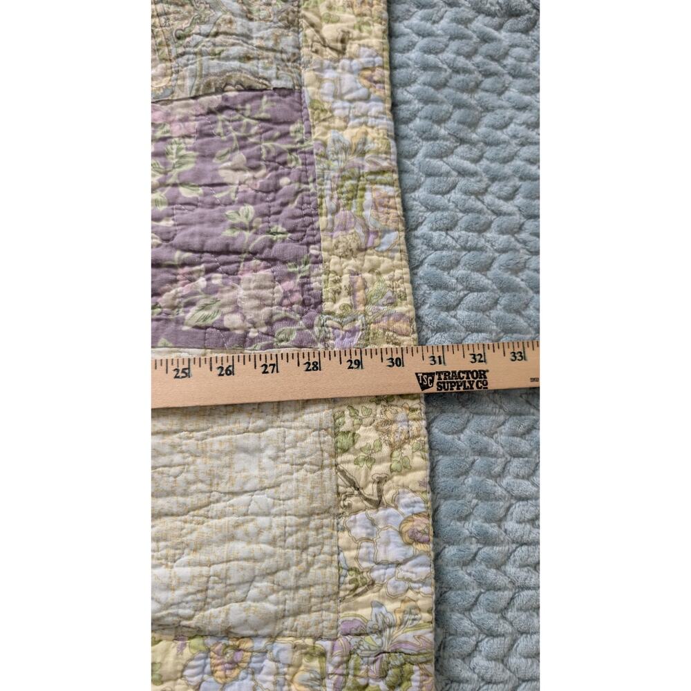 Shabby Chic Cottagecore Quilted Sham Green Floral Patchwork Crafters Upcycle - Picture 4 of 7